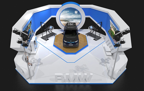 海南三亚展台展板设计，宝马国际马拉松3D展台展示效果图